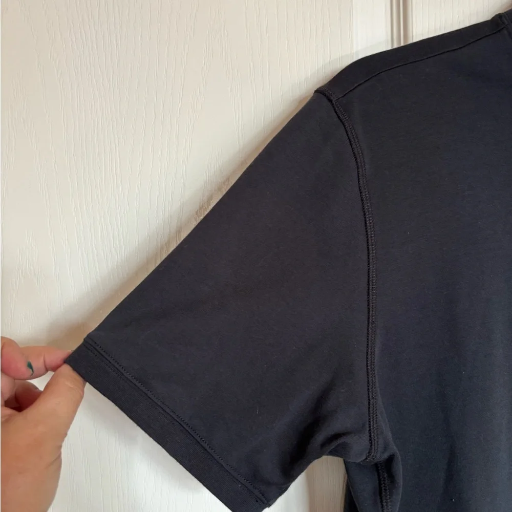 AG Adriano Goldschmid black short sleeve mock turtleneck Pima cotton large - Picture 4 of 10